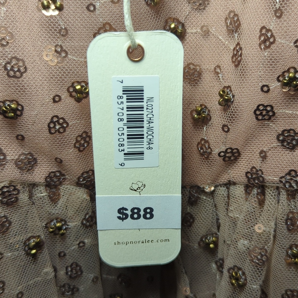 Noralee Maura Sequin + Tulle Dress Mocha Easter Flower Girl NEW Girls Size 8 - Picture 3 of 7